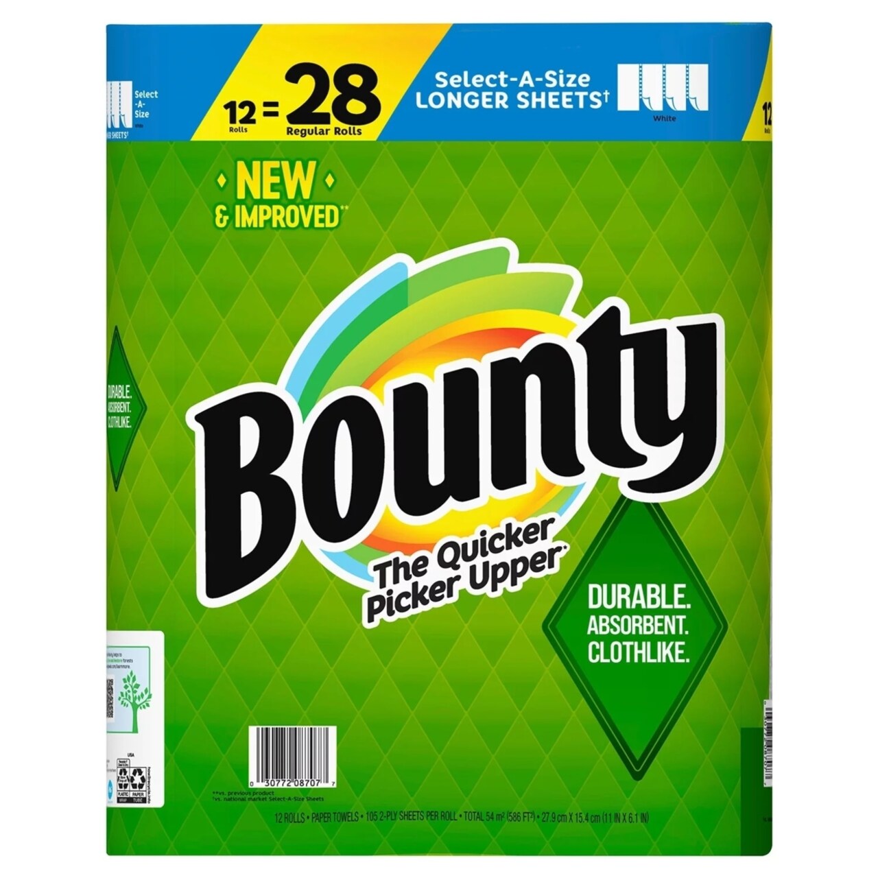 Bounty Select-A-Size Paper Towels White (105 Sheets/Roll 12 Rolls)